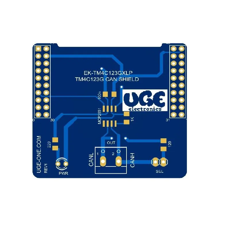 لوحة PCB لدرع CAN Bus بالمرسل MCP2551 لمنصة Tiva C (لوحة فارغة)