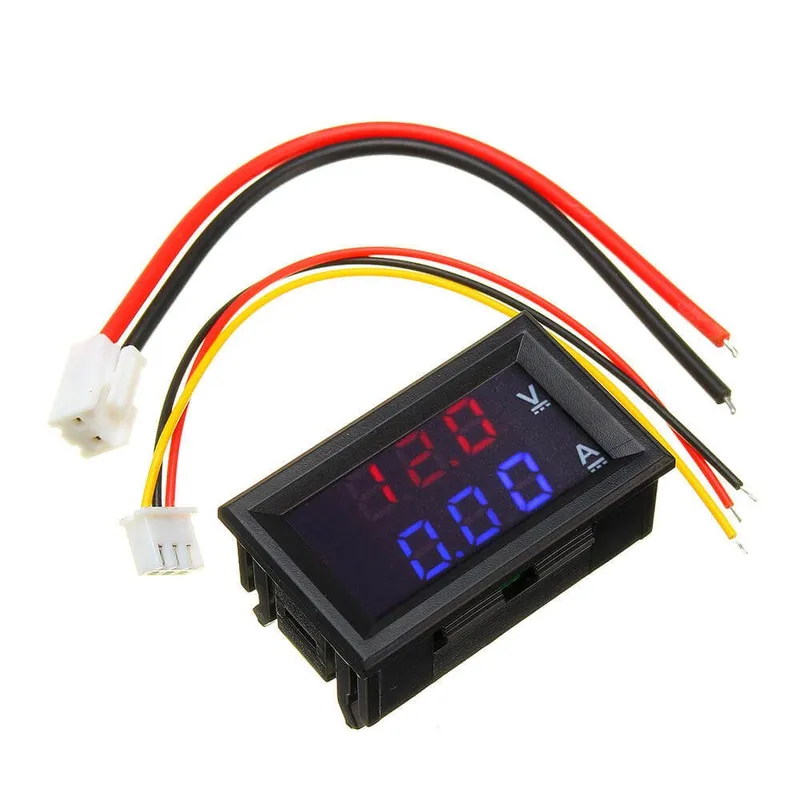 عداد لوحة ثنائي الألوان 0.28 بوصة للجهد والتيار DC 0–100V 10A