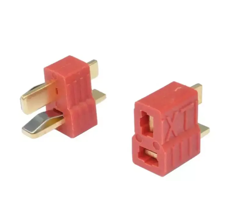 T-Style Nylon Battery Connector Male & Female Pair (Deans Type), Red