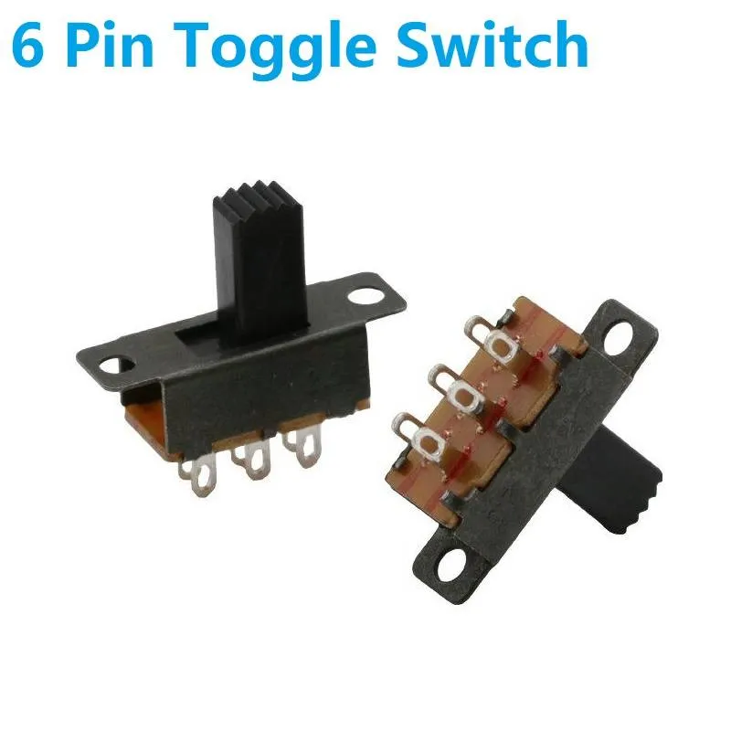 مفتاح انزلاقي صغير SS-22F32 للتثبيت على اللوحات نوع DPDT بستة أطراف
