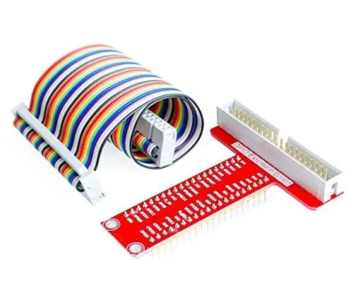 لوحة توسيع GPIO حمراء 40 سن مع كابل لراسبيري باي