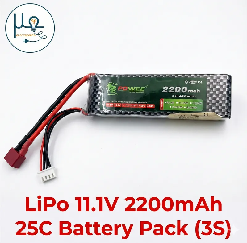 11.1V 2200mAh 25C 3S LiPo Battery with T-Plug and JST-XH