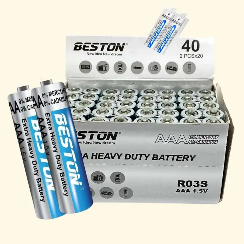 بطارية BESTON R03S مقاس AAA بجهد 1.5 فولت زنك-كربون (عبوة 2 قطعة)