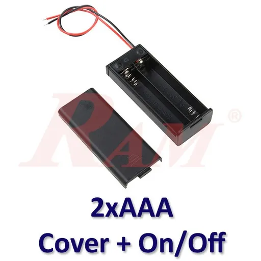 2xAAA Battery Holder with On/Off Switch and Cover