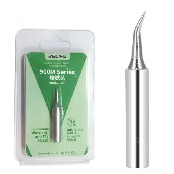 Relife Soldering Iron Tip 900M-T-IS, Curved, Silver