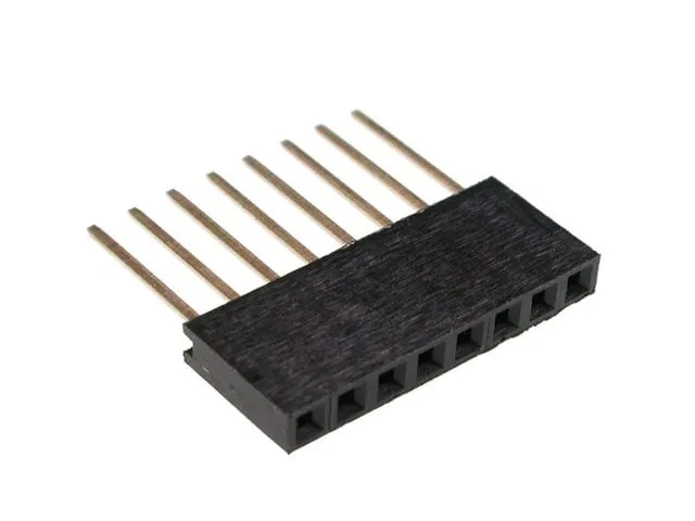 Female Single-Row Pin Header 1x8, 2.54mm Pitch, 11mm Pin Length