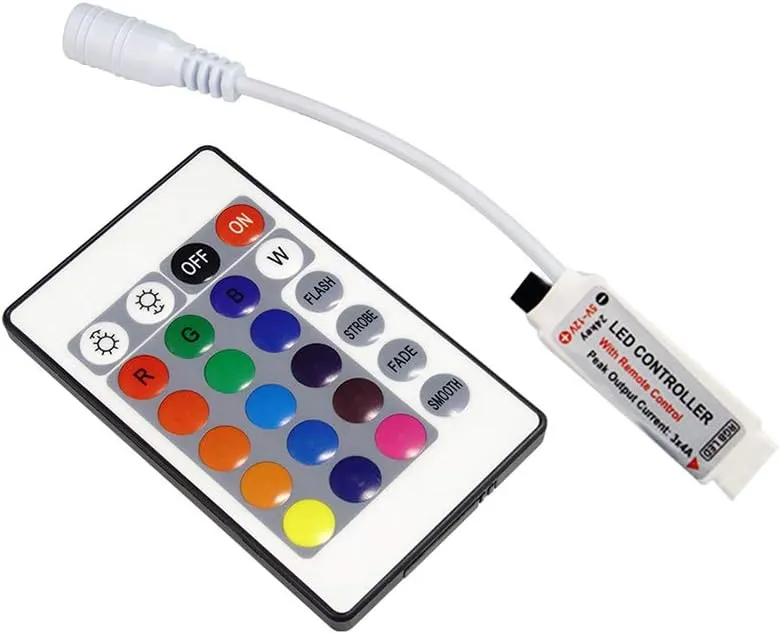 DC 12V RGB LED Strip Controller with 24-Key IR Remote