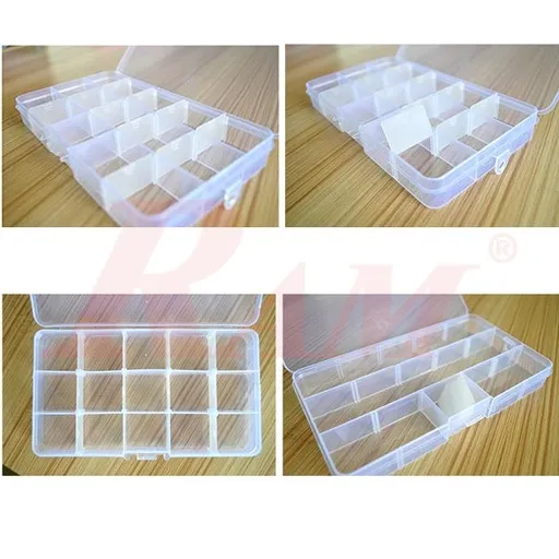 Plastic Fliptop Storage Box A260, 170x100x20mm, 15 Compartments