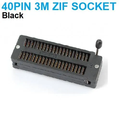 3M ZIF IC Socket, 40-Pin DIP, Black, Gold-Plated