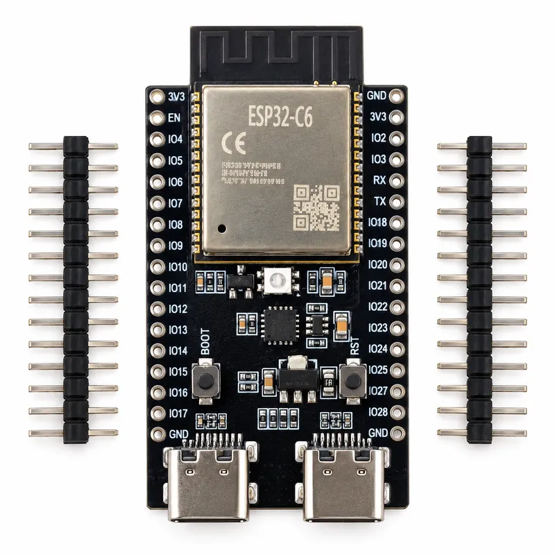 لوحة تطوير ESP32-C6 بواي فاي 6 ومنفذي USB Type-C