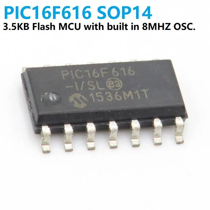 متحكم PIC16F616-I دقيق 8-bit بعلبة SMD ذات 14 طرفاً