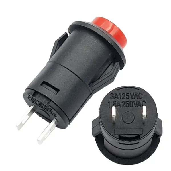 مفتاح ضغط DS-426 بغطاء أحمر 12 مم بقفل ذاتي ON/OFF