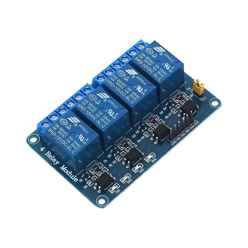 4-Channel 12V Relay Module, Low-Level Trigger, Optocoupler Isolated