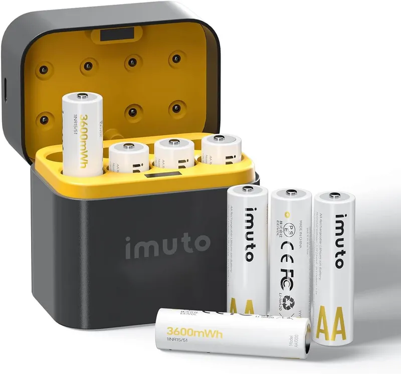 imuto TF-CD-009LDC AA Rechargeable Lithium 1.5V 8-Pack with Case