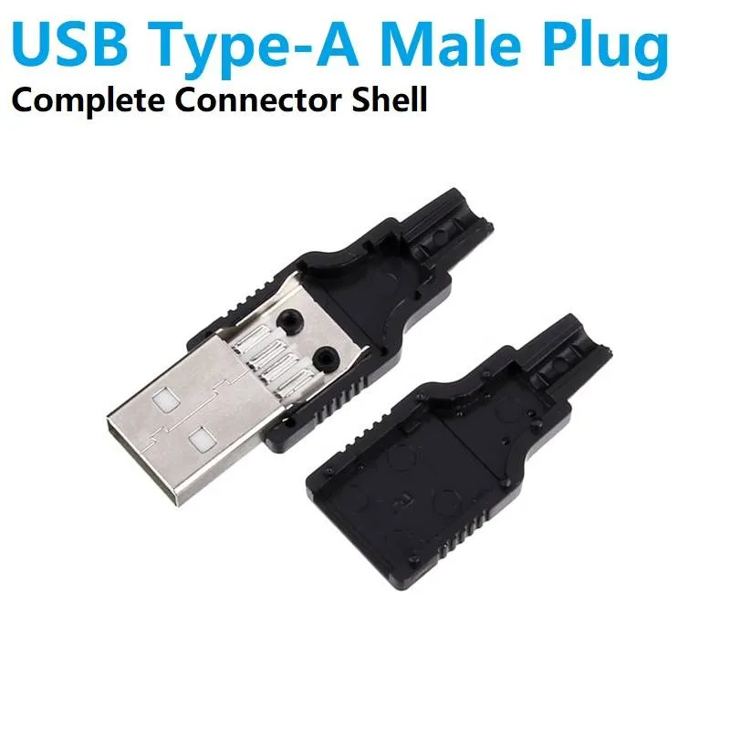 موصل USB من نوع A ذكر مع غطاء بلاستيكي