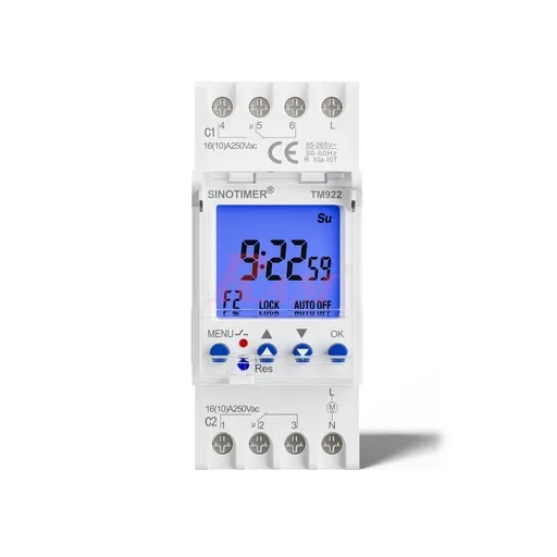 TM922 Dual-Channel DIN Rail Digital Timer 16A 220Vac