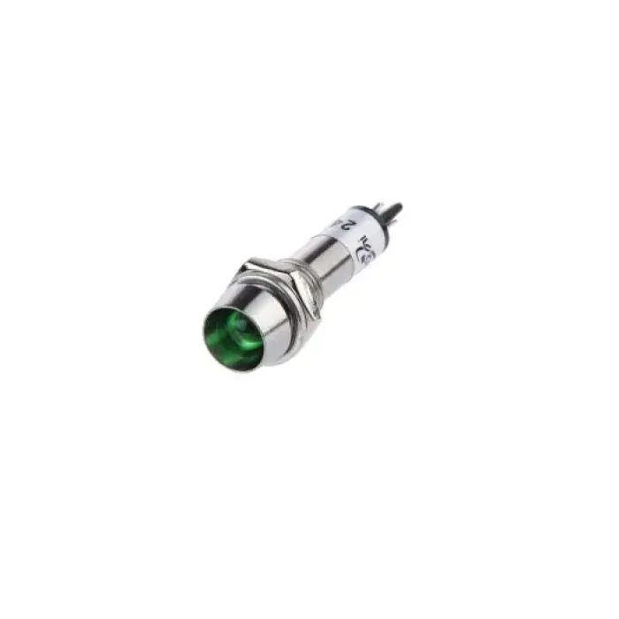 Green Metal LED Indicator 24V, Panel Mount