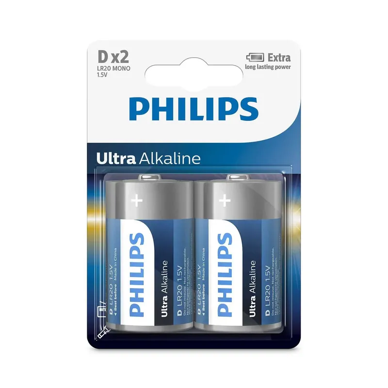 PHILIPS Ultra LR20 Alkaline D Battery 1.5V (2 pcs)