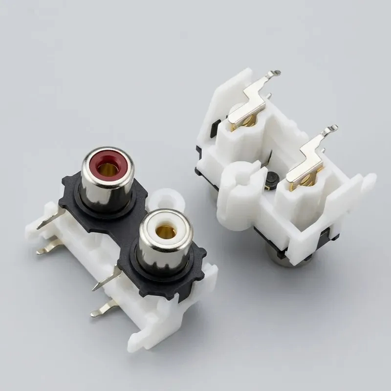 RCA Female Audio Jack 2-Port PCB Connector, Horizontal, White