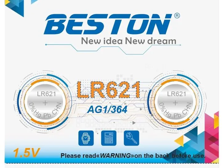 BESTON LR621 AG1 364 Button Cell Battery 1.5V 2-Pack