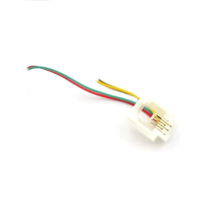 White 4P4C RJ11 Socket with 7cm Pigtail Wires