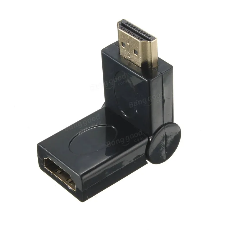 Adjustable 90-180 Degree HDMI Male to Female Right-Angle Adapter