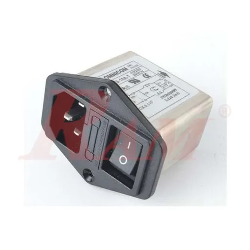 AC Power Entry EMI Filter Connector with Switch and Fuse Holder, 6A