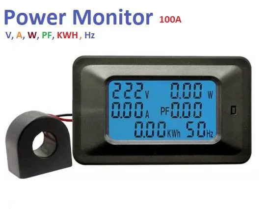 عداد طاقة رقمي P06S-100 بشاشة LCD لجهد 85-250 فولت تيار متردد