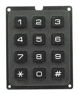 لوحة مفاتيح مصفوفية 4x3 سوداء (12 مفتاحاً) بأطراف توصيل