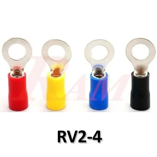 RV2-4 Insulated Ring Crimp Terminal Connector (M4 Stud)