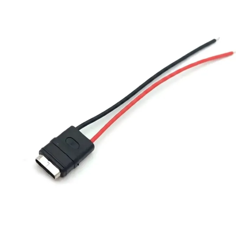 Rubber Ring USB Type-C Female Socket IPX6 with 6 cm 2-Wire (Black)