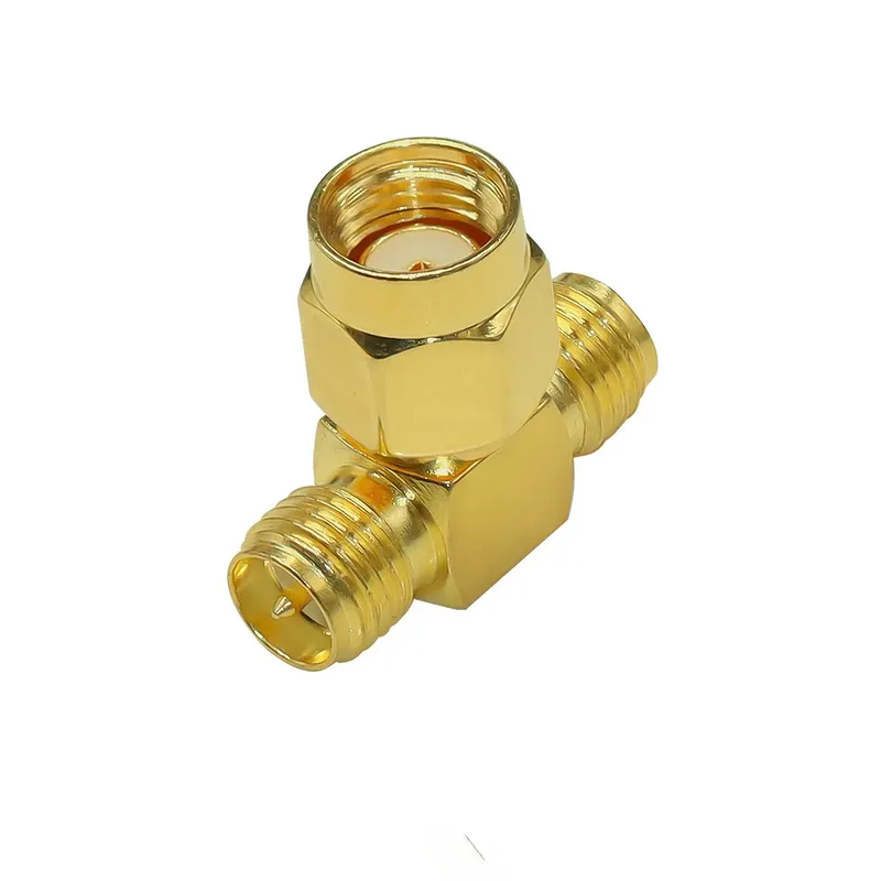 SMA T-Shape Reverse Polarity Adapter RP Female to Dual RP Male 50Ω
