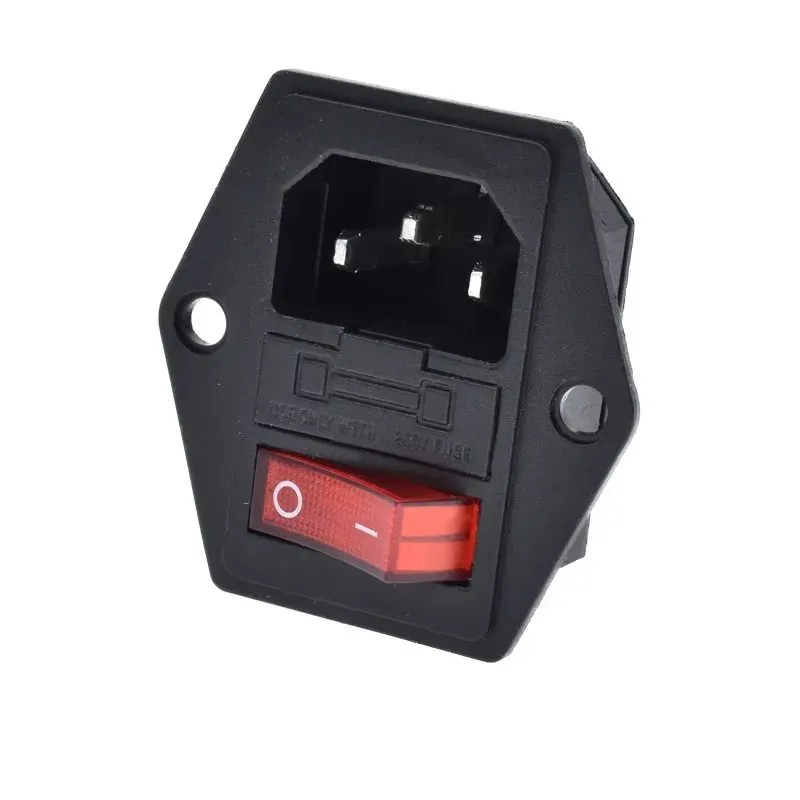 Panel Mount AC Power Inlet with Fuse Holder & Switch 250VAC 10A