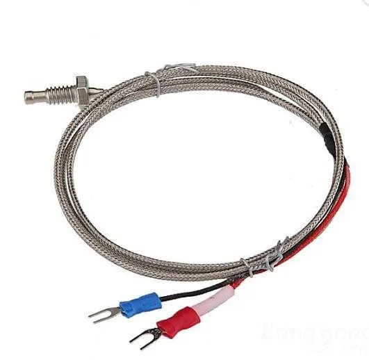 K-Type Thermocouple Probe, Screw End M6x1.25, 0-400°C, 1 m