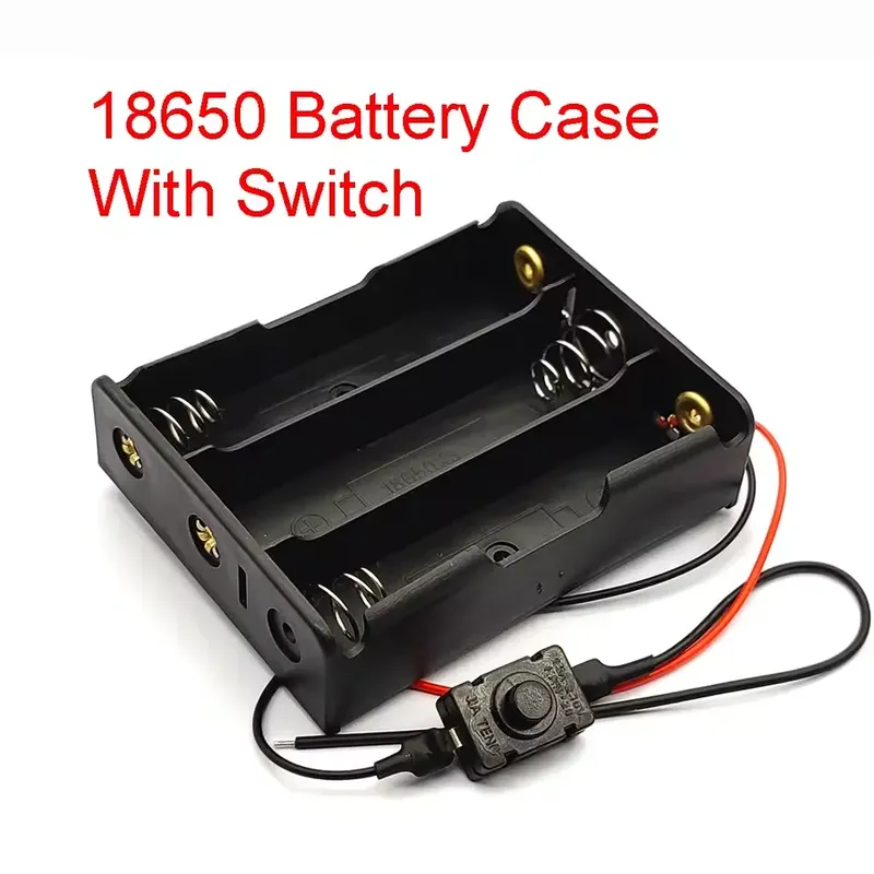 18650 Battery Holder 3-Cell Black Plastic Box, 15cm Wires, No Cover