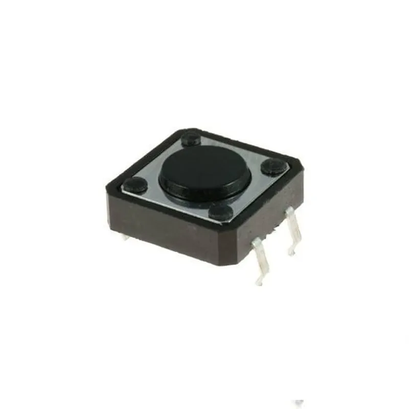 Tactile Push Button 12x12mm 4-Pin 4.3mm Height Black Cap