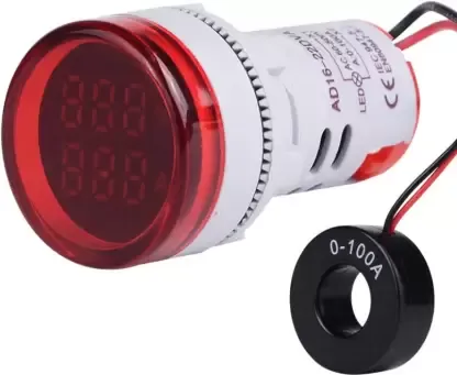Round Digital Voltmeter-Ammeter Panel Meter 22mm AC (Red)