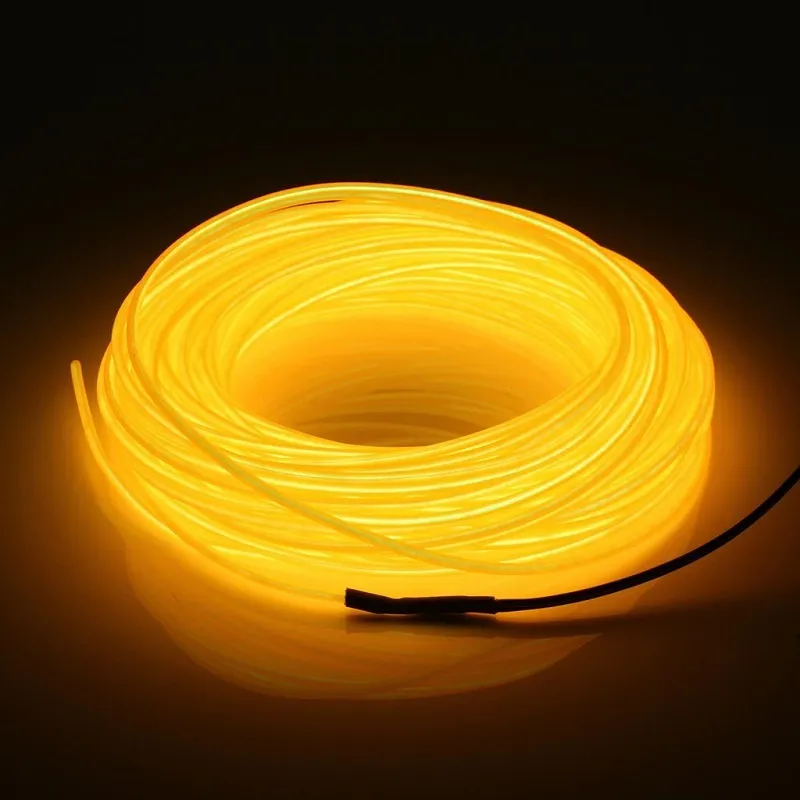 5M Flexible Neon LED Rope Light 2mm 360° - Yellow