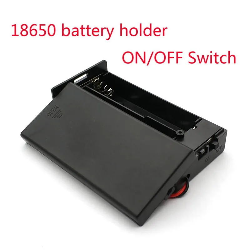 2x 18650 Battery Holder with Cover and On/Off Switch, 15 cm Leads