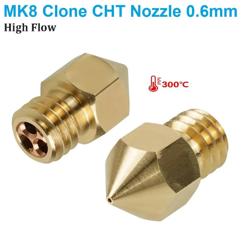 MK8 CHT Clone High-Flow 3D Printer Nozzle 0.6mm Brass