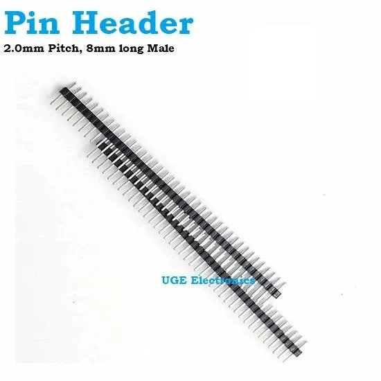 Male Pin Header 2.0mm Pitch 1x40, 8mm Height, Non-Standard