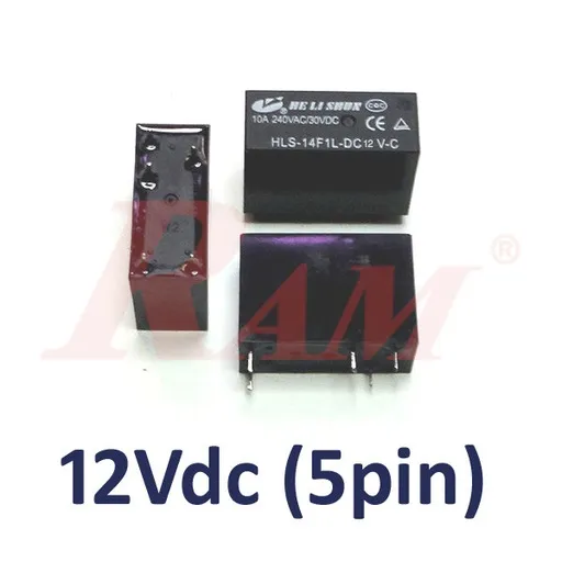 HELISHUN HLS-14F1L-DC12V-C Relay 12V 10A 5-Pin