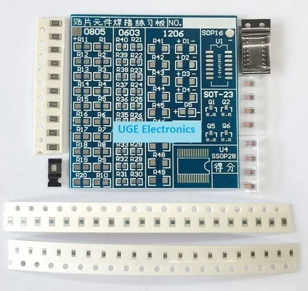 DIY SMD Soldering Practice PCB Kit (0805, 0603, 1206, SOT-23, SOP16)