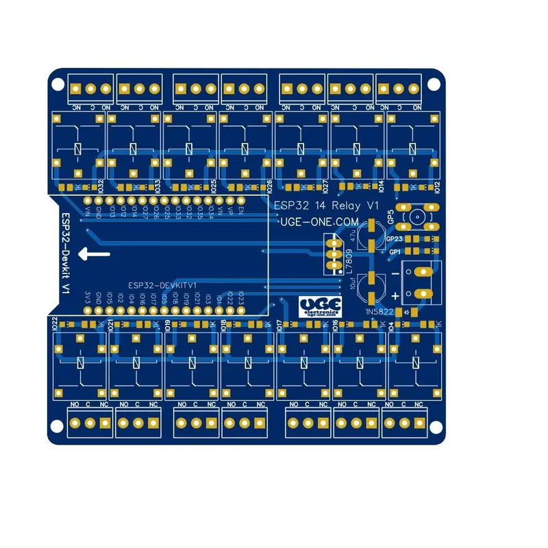 PCB for ESP32 14-Channel Relay Board