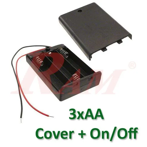 Battery Case 3xAA with On/Off Switch and Cover