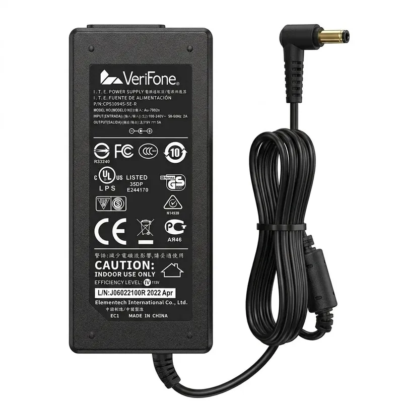 محول طاقة VeriFone بجهد 9 فولت وتيار 5 أمبير بموصل 5.5×2.5 مم