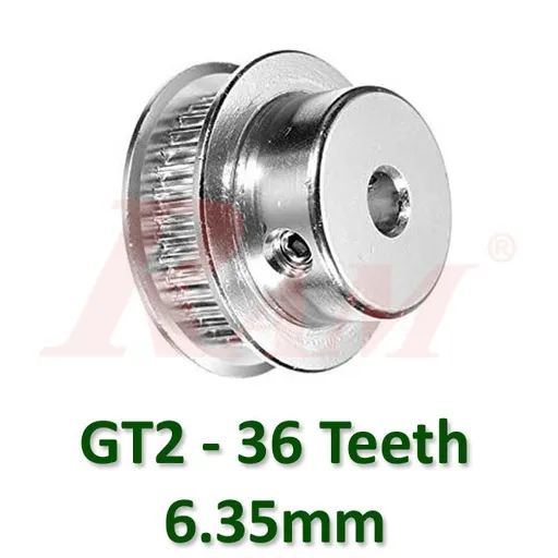 GT2 36-Tooth Timing Pulley 6.35mm Bore Aluminum for 3D Printers