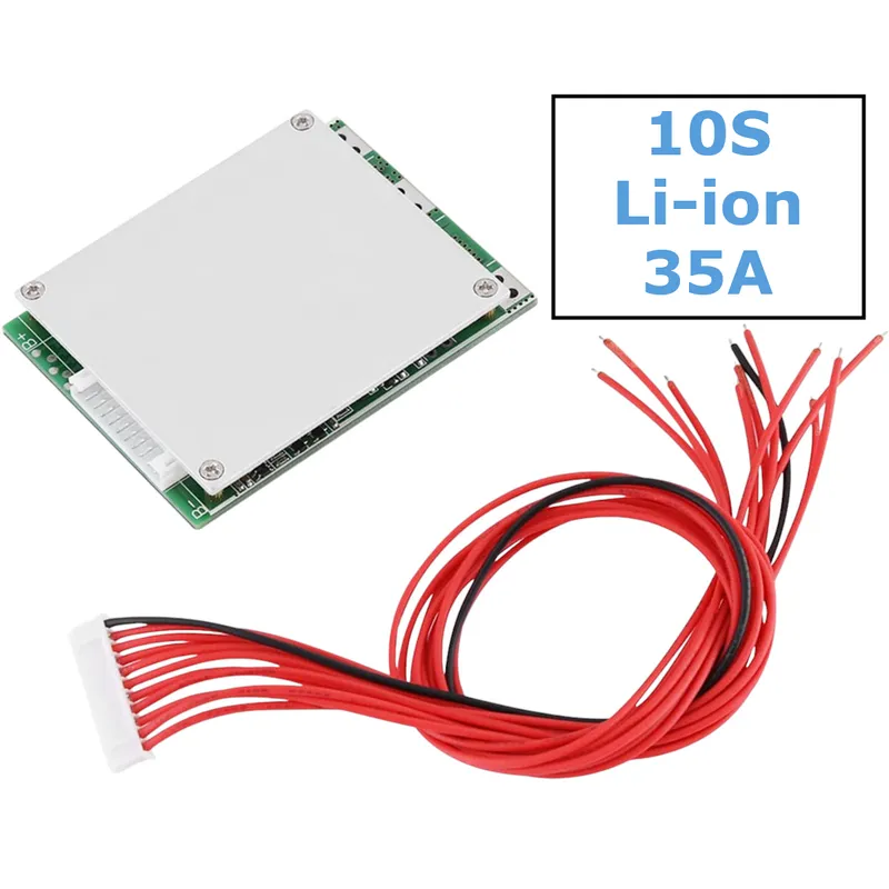 10S 35A 36V Li-ion BMS with Cell Balancing & Aluminum Heat Sink