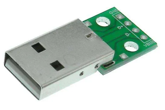USB Type-A Male Breakout Board with 2.54mm Pin Pads