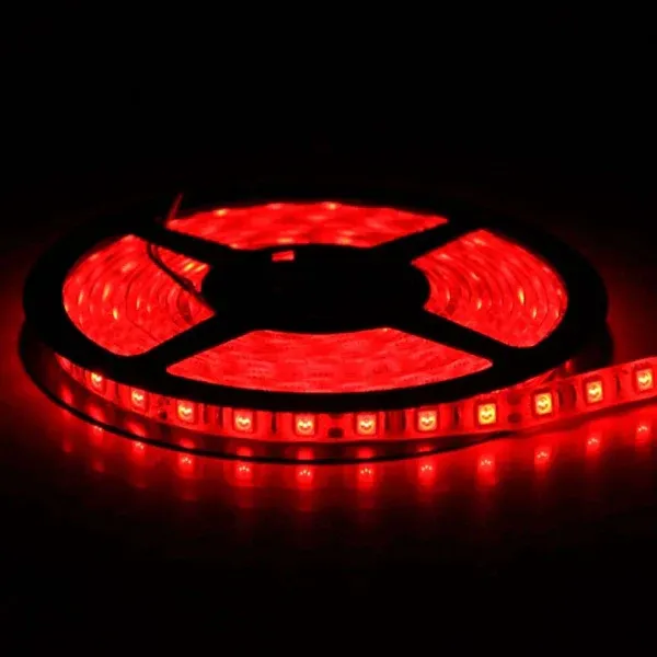 12V Red LED Strip 5m, 60 LED/m, 15 W/m, IP20, P/N 5054-60D-R